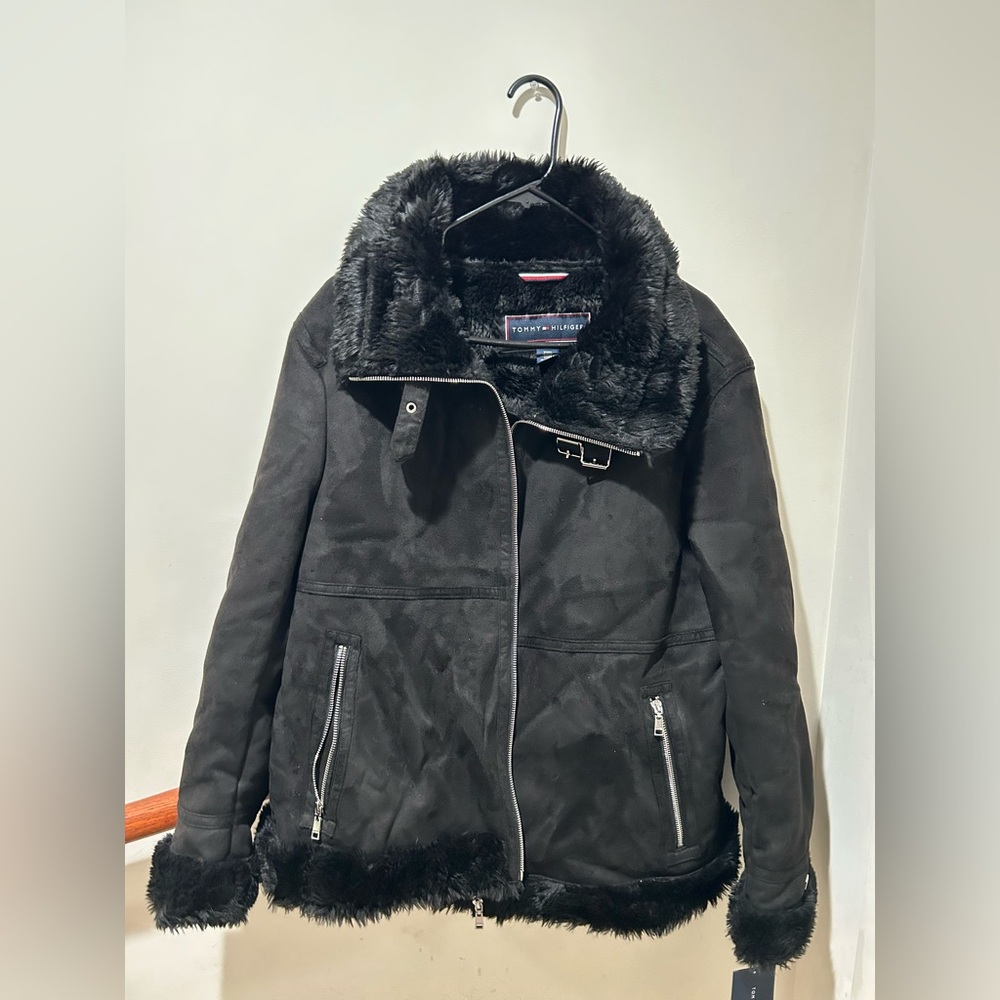 Tommy Hilfiger Black Women's Jacket with Faux Fur